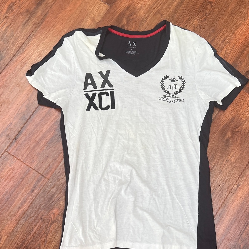 Armani Exchange White and Black T-Shirt